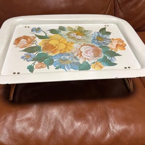 Vintage Metal Floral Tray