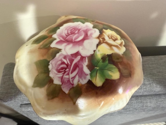 Antique Porcelain Rose Lidded Box