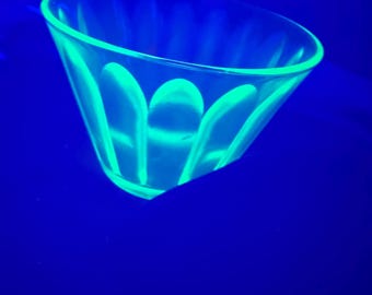 Hazel Atlas Uranium Shot Glass w/ Marking and Inward Embossment