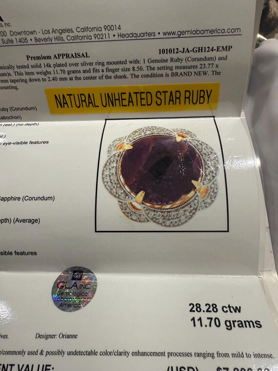 Orianne  27 carat Unheated Star Ruby and .83 ctw.… - image 9