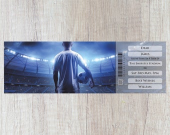 Boleto de regalo personalizado e imprimible para el STADIUM TOUR DE FÚTBOL. Descarga digital instantánea en pdf. Gran regalo sorpresa, souvenir o recuerdo.