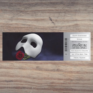Personalisiertes druckbares PHANTOM der OPER Geschenk-Karte. Sofortiger digitaler PDF-Download. Tolles Überraschungsgeschenk, Mitbringsel oder Andenken