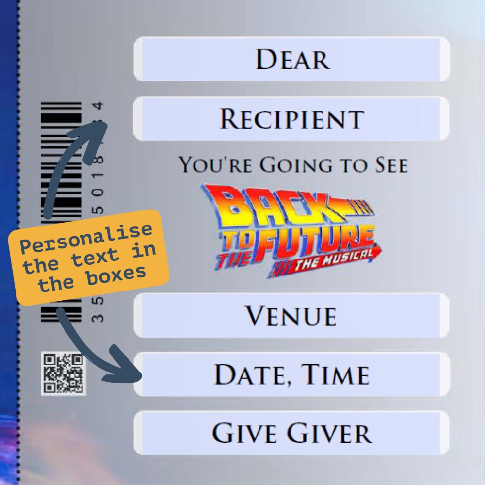 Personalised Printable Back to the Future the Musical Gift Ticket ...