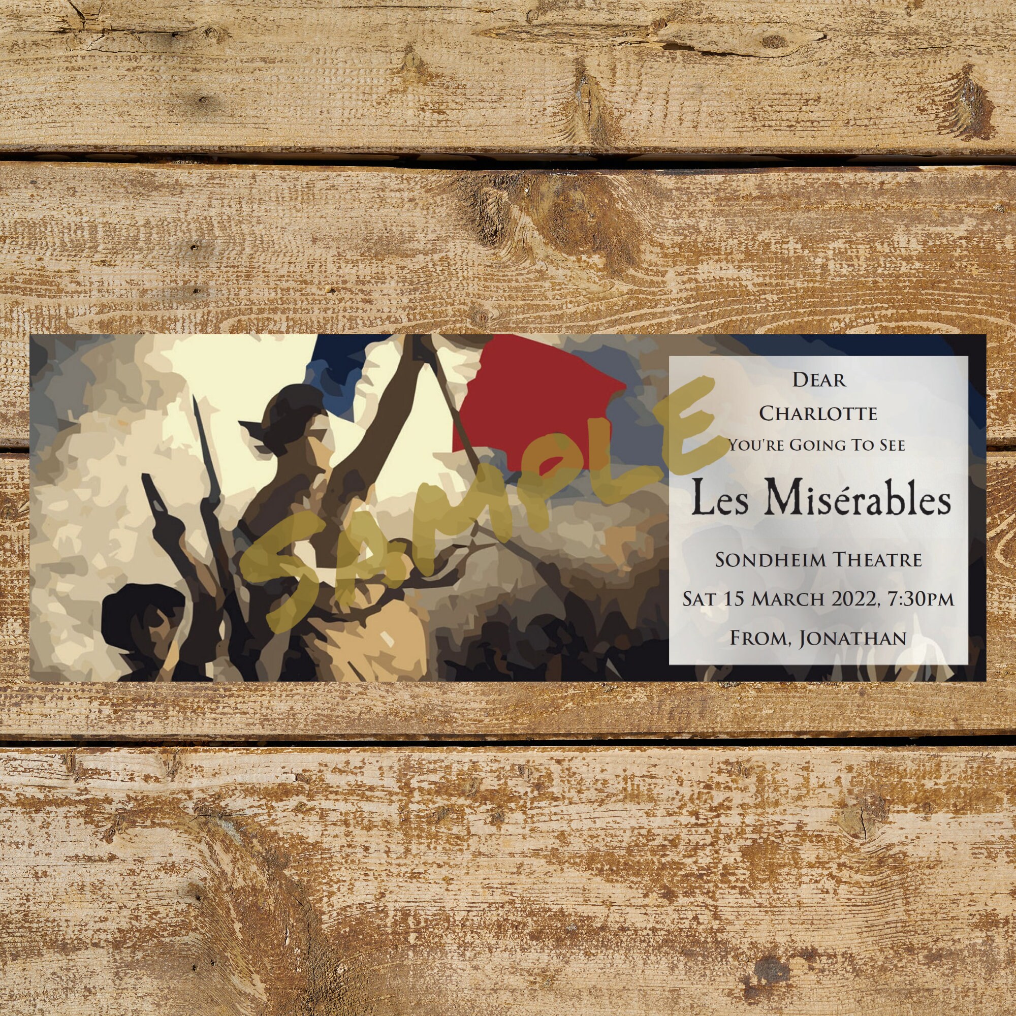 Printable LES MISERABLES Gift Ticket. Instant PDF Digital Download ...
