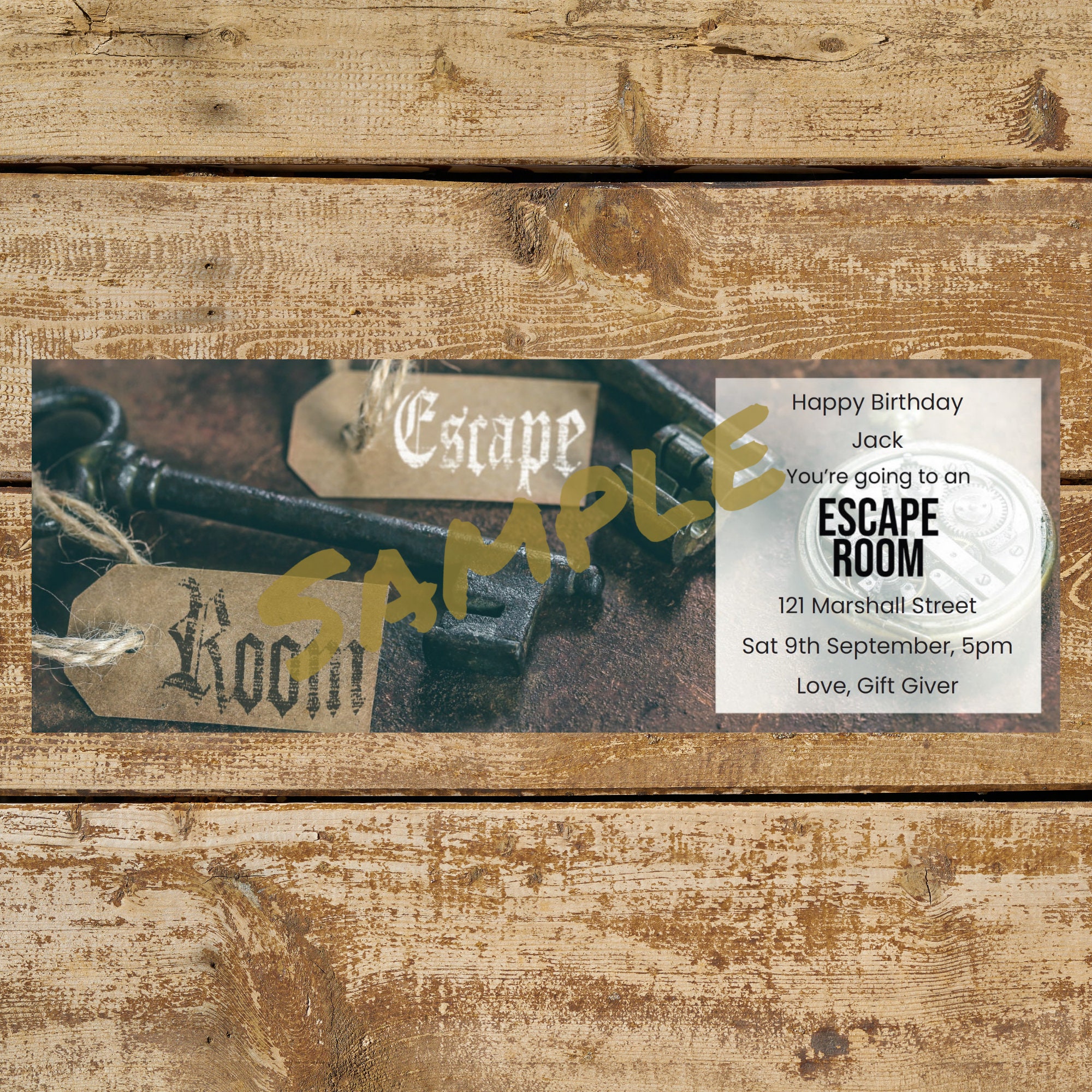 Printable ESCAPE ROOM Gift Ticket. Instant PDF Digital - Etsy UK