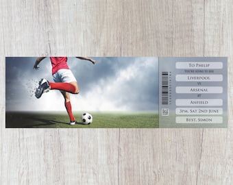 Boleto de regalo de PARTIDO DE FÚTBOL imprimible personalizado. Descarga digital instantánea de PDF. Gran regalo sorpresa, souvenir o recuerdo.