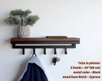 Entryway floating metal rack with shelf Wall mounted coat rack Hallway keys and mail holder Housewarming gifts Unique modern entry organizer