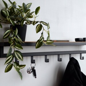 Unique wall mount entryway organizer with hooks Modern hallway coat rack Industrial keys and mail holder Housewarming decor Valentine's gift image 10