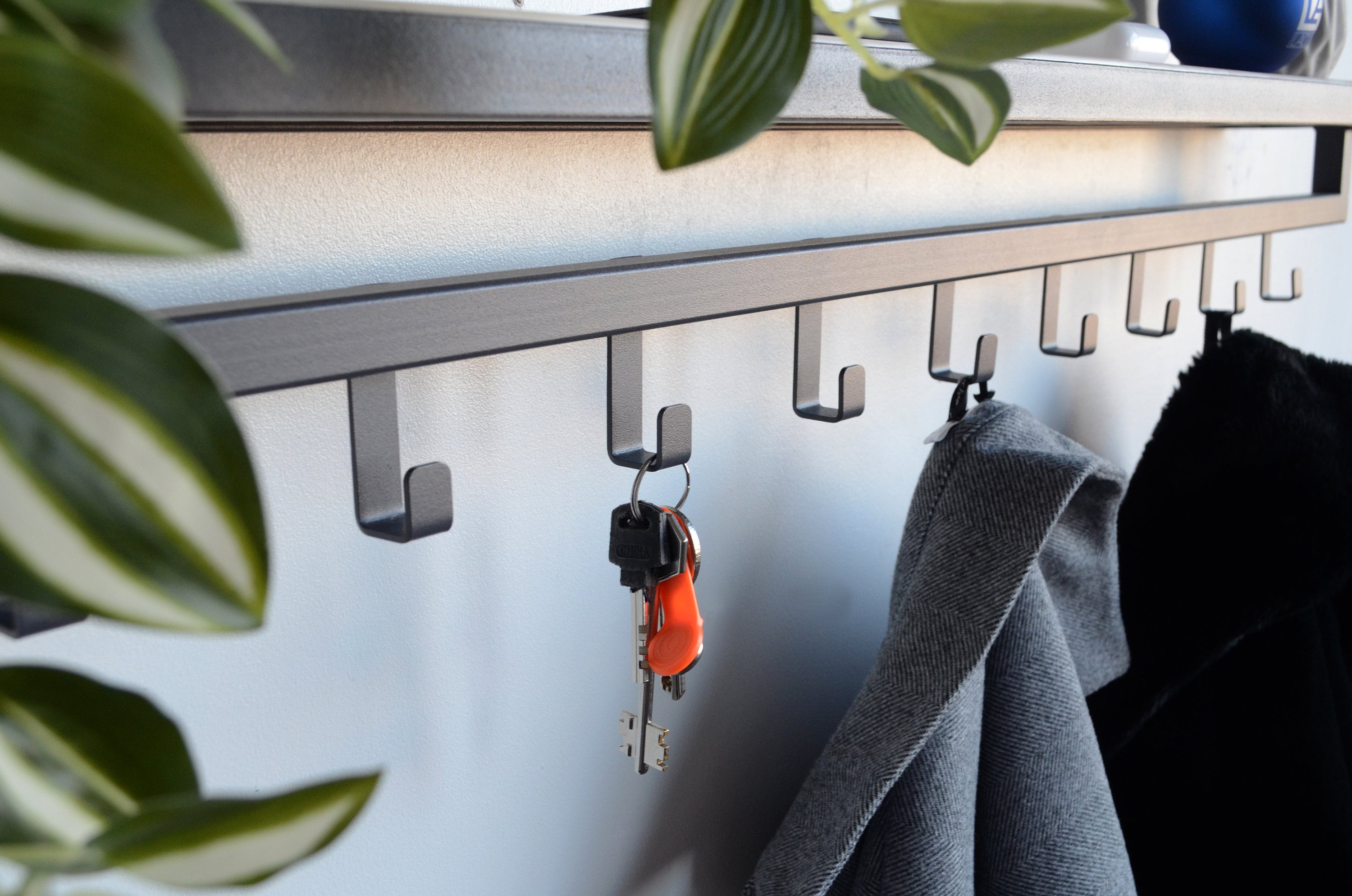 Unique Entryway Wall Mount Shelf With Hooks Floating Metal Etsy