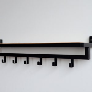 Unique wall mount entryway organizer with hooks Modern hallway coat rack Industrial keys and mail holder Housewarming decor Valentine's gift image 8