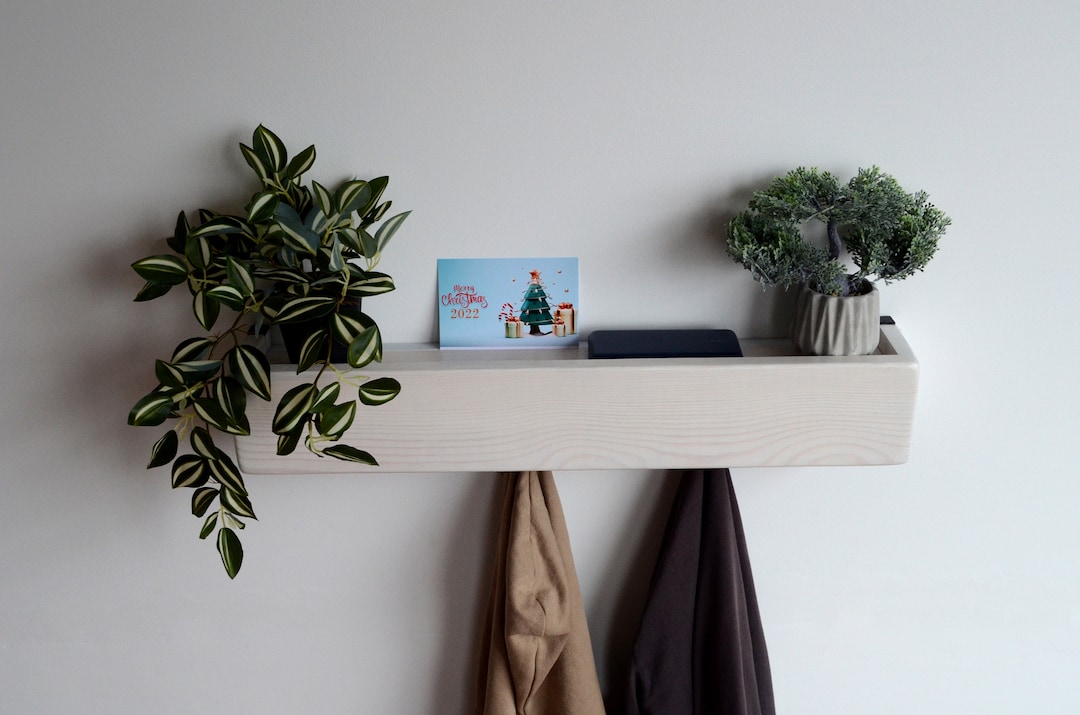 Entryway Wall Mount Shelf With Hooks Metal Coat Rack Farmhouse Home Decor Unique Plants Rack