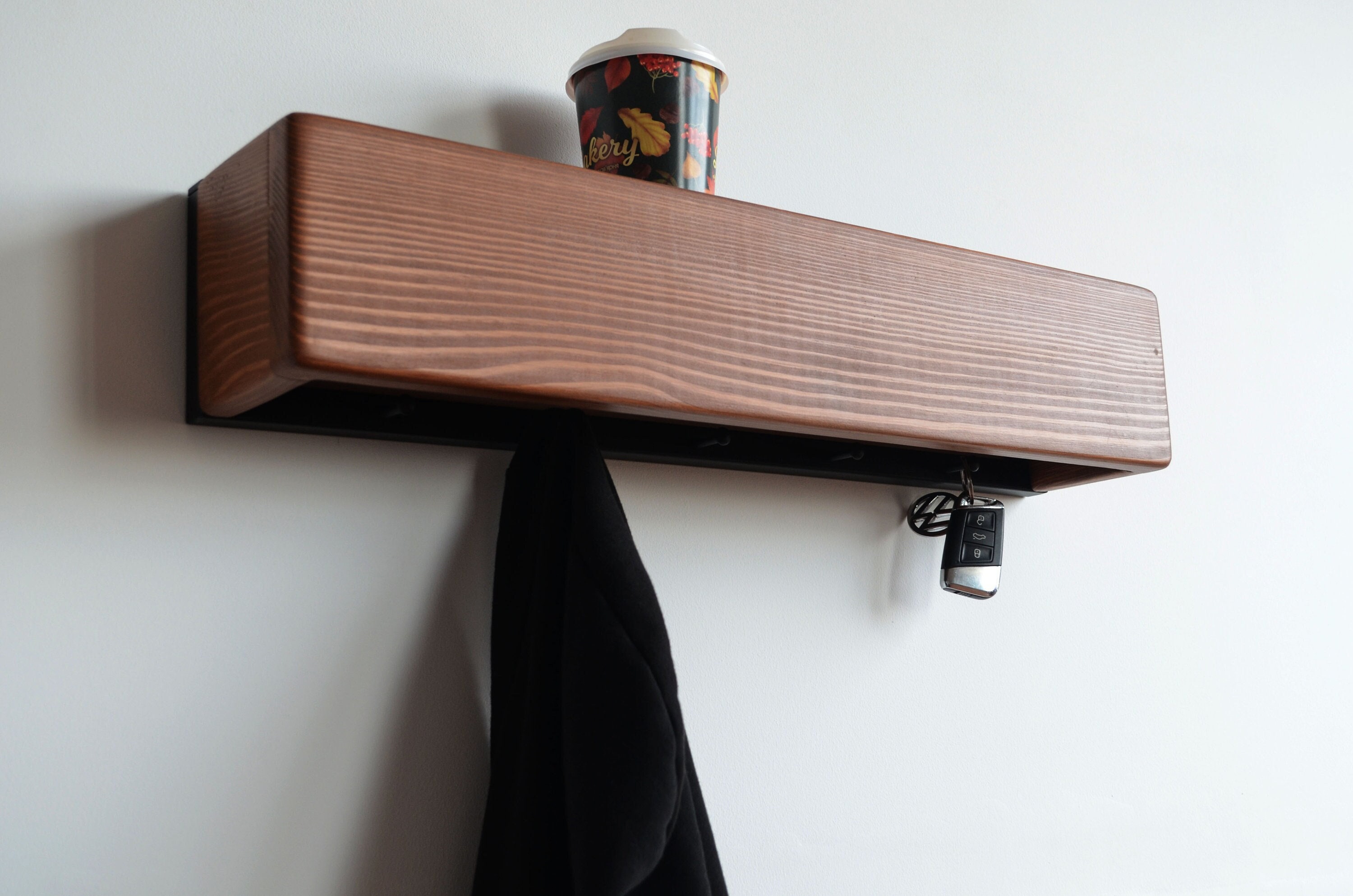 Entryway Shelf With Hooks Wall Mount Rack Unique Wall Hook Etsy