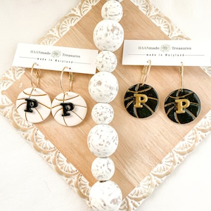 Customizable Basketball Earrings: Black and Gold Plated Brass