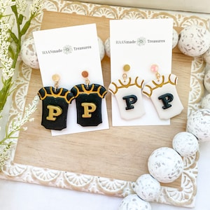 Custom Jersey Earrings: Black and Gold Game Day Earrings