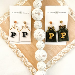 Black and Gold Jersey Earrings: Custom Number, Game Day Style