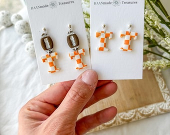 Orange & White Tennessee Earrings: Game Day Jewelry