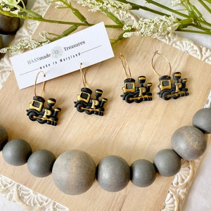 Black and Gold Train Earrings - Boilermaker Special - Game Day - Purdue Earrings