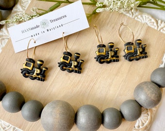Black and Gold Train Earrings - Boilermaker Special - Game Day - Purdue Earrings