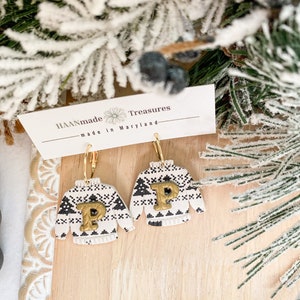 Purdue Sweater Earrings: Black and Gold Holiday Jewelry