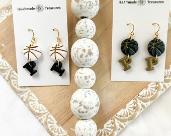 Black & Gold Basketball Earrings: Game Day School Spirit