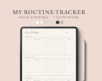 Routine Planner Printable Morning Routine Checklist Template Routine Tracker Digital Daily Routine Chart Weekly Routine Goodnotes iPad dark