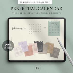 Ewiger Kalender Digitale Aufkleber: Mini-Monatsplaner (Goodnotes, PNG)