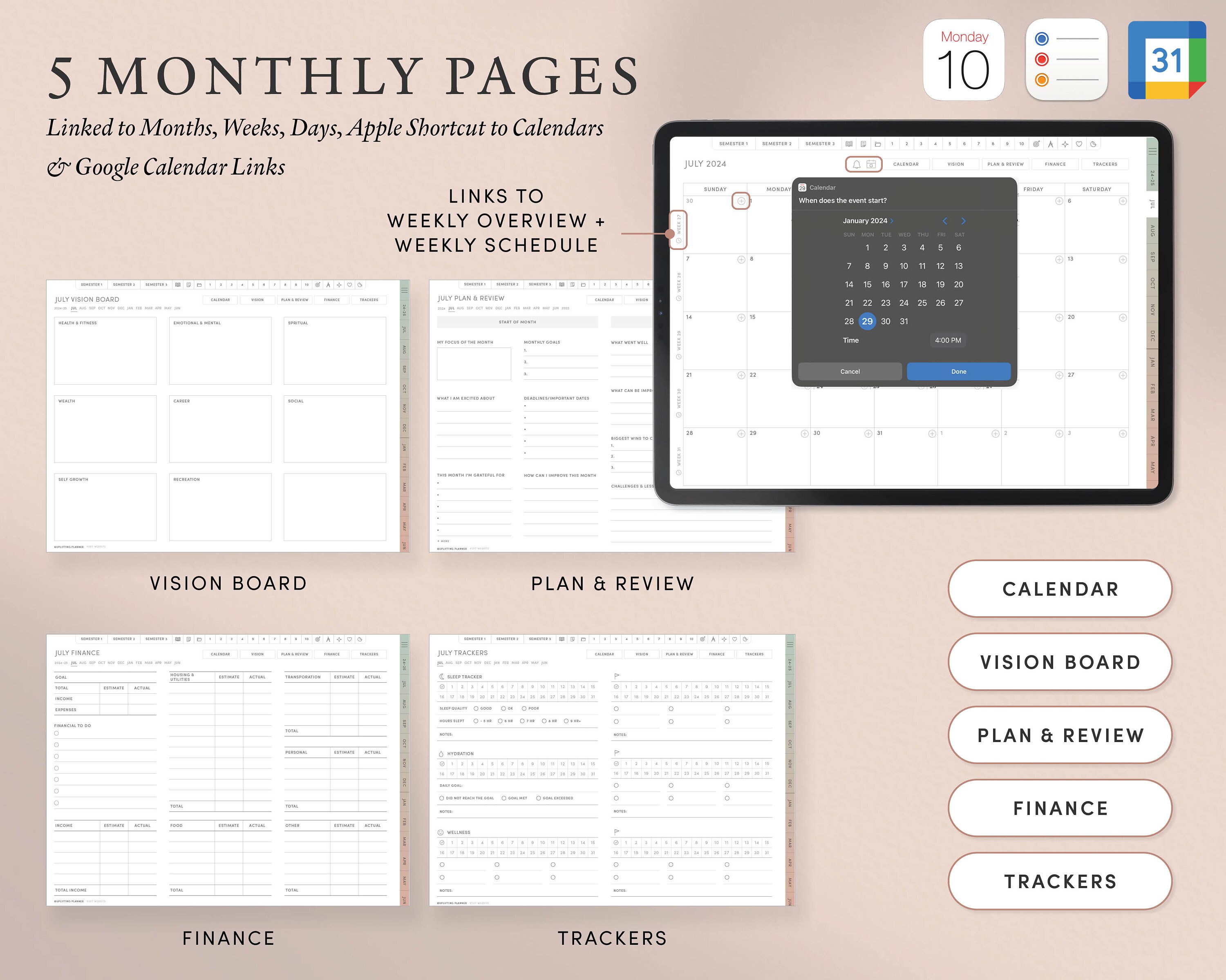 2024 2025 Academic Planner Digital Student Planner Dated Mid Year ...