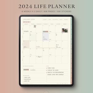 2024 Life Planner GoodNotes Weekly Digital Planner 2024 Minimalist All In One Planner Dated Guided Planner Notability Digital Bullet Journal by Uplifting Planner