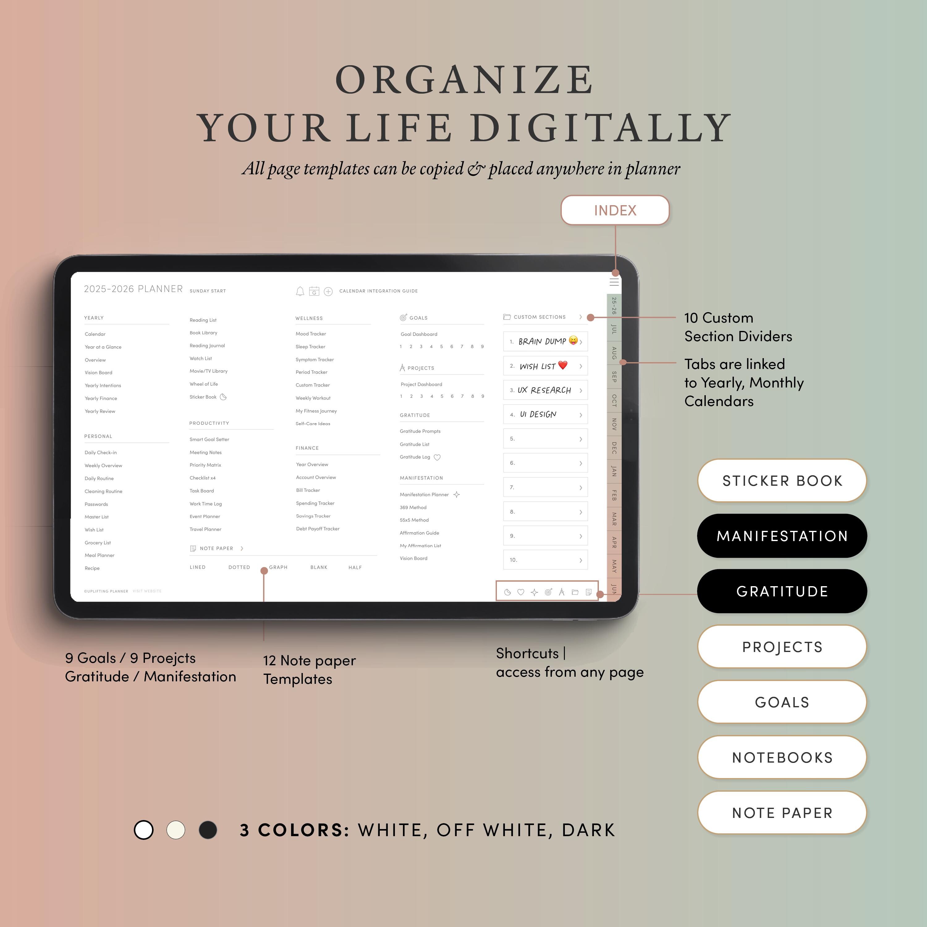 2025-2026 Mid-year Digital Planner: Goodnotes, Google Calendar (slim ...