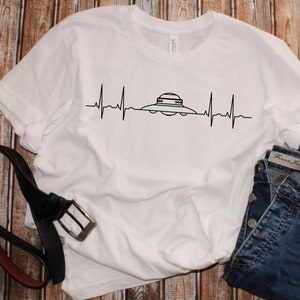 UFO Heartbeat T-Shirt, UAP T-Shirt, UFO T-Shirt, Alien T-Shirt, Space T-Shirt, Unisex Jersey Short Sleeve Tee