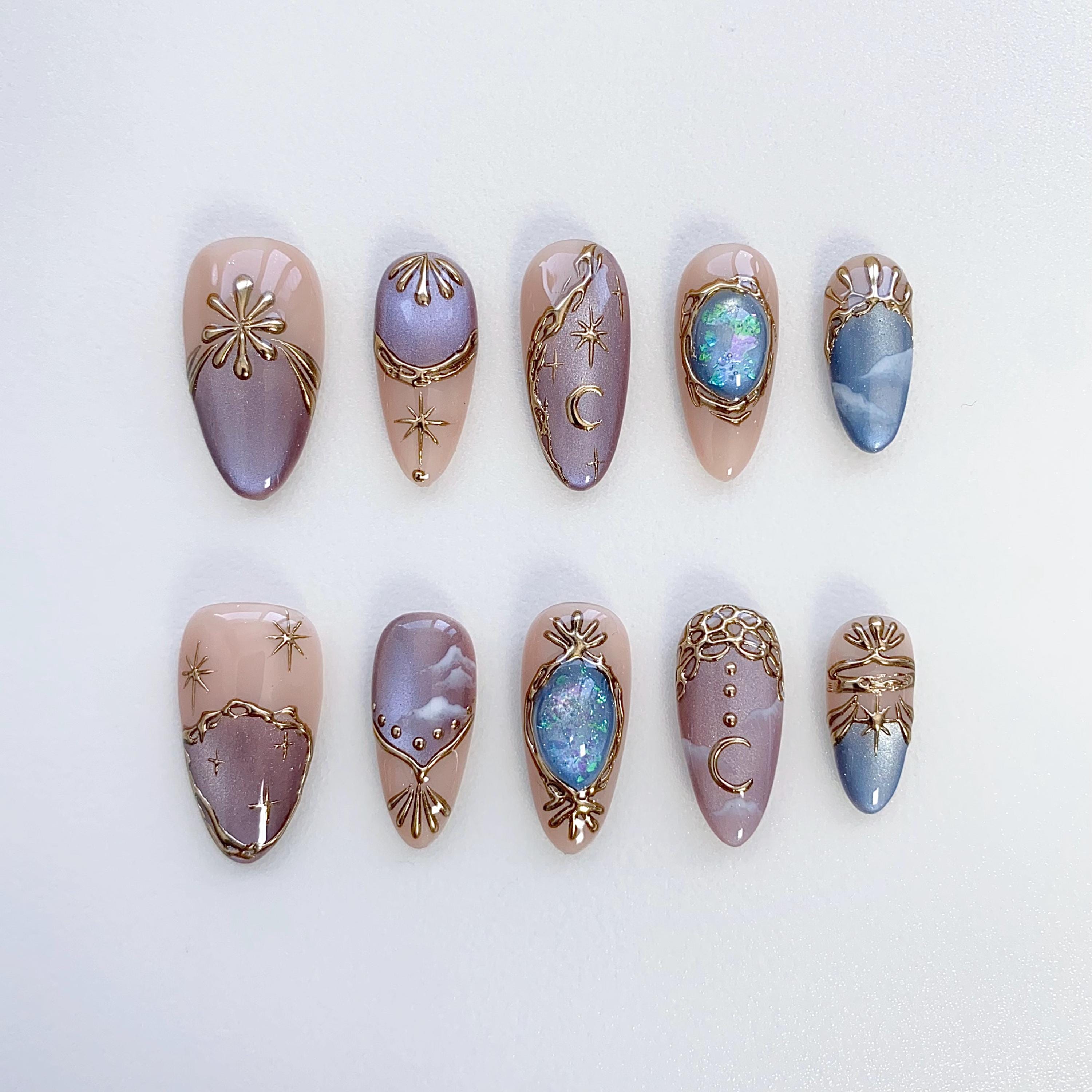 Gemstone Glamour with Purple Bling Nails