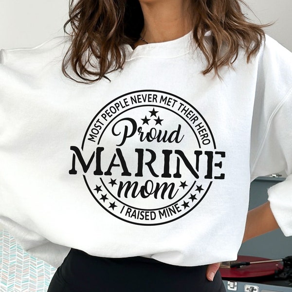 proud marine mom sweatshirt, personalised marine crewneck, military mom top, army mom shirt, airforce mom, gift from marine son to mom,