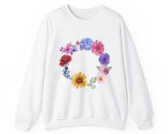 Flowers sweatshirt 100% Organic Gift for her Women trendy jumper Spring concept sweat Wild meadow flower nature top Floral gift Botanical