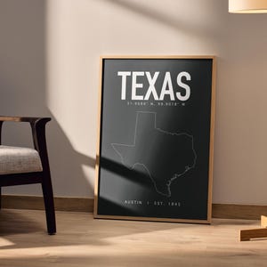 Texas Minimalist Print, Texas Digital Download Print, State of Texas Wall Art Print, Texas Wall Art, Texas Digital Download Wall Art
