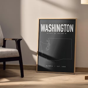 Washington Minimalist Print, State of Washington Print, Washington Digital Download Print