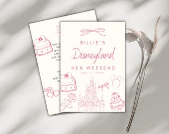 Disneyland Hen Weekend Invitation | Editable Digital Invite for Bachelorette Trip