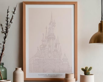 Disneyland Paris Castle Print, Sleeping Beauty Castle, Watercolor Travel Poster (Digital Download)