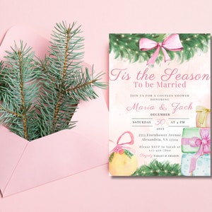 Christmas Bridal Shower Invitation Tis the Season to be Married Couples Christmas Shower invitation Digital Download