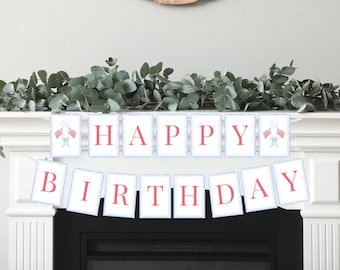 Patriotic Birthday Banner: Red White Blue July 4th Decor (Digital Download)