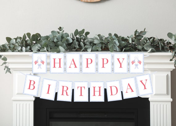 Patriotic Birthday Banner: Red White Blue July 4th Decor (Digital Download)