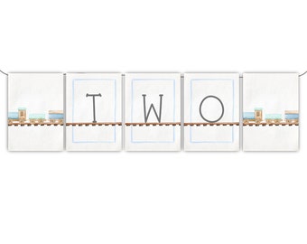Train 2nd Birthday Banner, Chugga Chugga Theme (Digital Download)