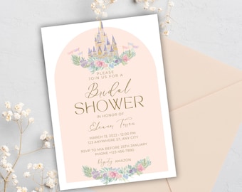 Fairytale Bridal Shower Invitation, Happily Ever After Princess Themed Wedding Shower Digital Download