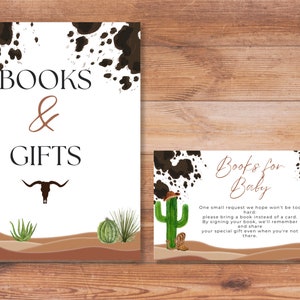Cowboy Baby Shower Books for Baby Insert Card (Digital Download 3.5x2&quot; )