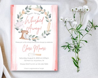 Whisked Away Bridal Shower Invitation: Kitchen Baking Theme (Digital Download 5x7in