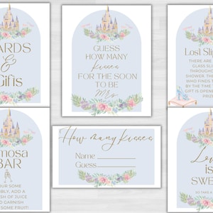 Fairytale Bridal Shower Signs, Princess Happily Ever After Themed Wedding Shower Party Signs Instant Download