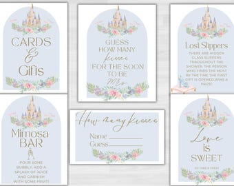 Fairytale Bridal Shower Signs: Princess Theme Party Decor (Digital Download)