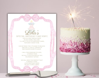 Birthday Cake Knife Poem Print: Grandmillennial First Birthday (Digital Download 8x10 PDF Format)