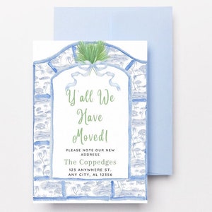 Change of Address Chinoiserie Card, Yall We Have Moved New House Announcement Card Digital image 1