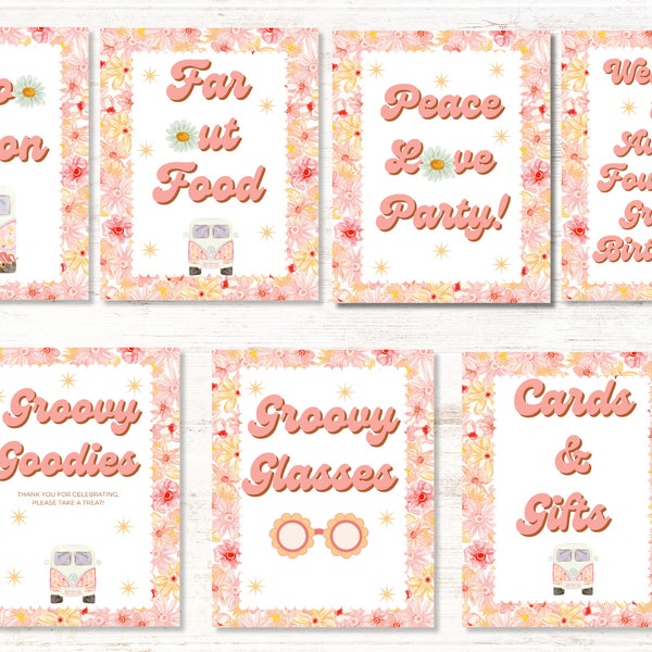 Flower Child Birthday Party Signs Etsy