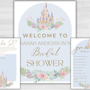 Fairytale Bridal Shower Welcome Sign and Games, Happily Ever After Princess Themed Wedding Shower Digital Download